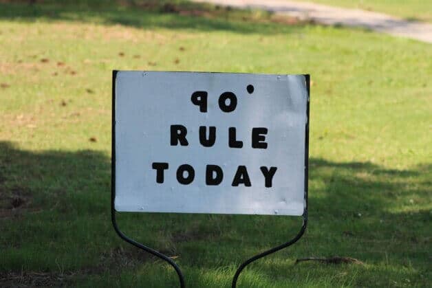 what is the 90 degree rule in golf